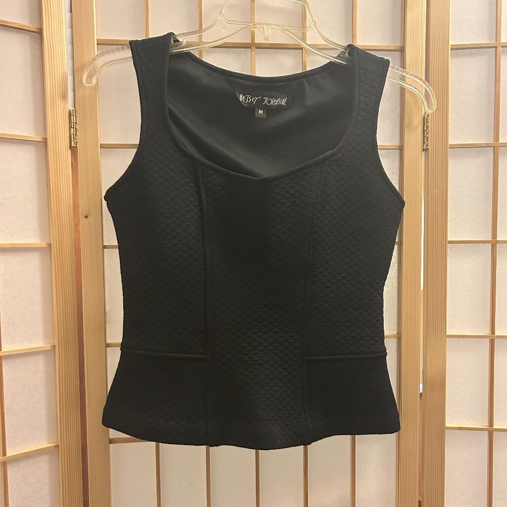 Vintage 90s / Y2K Betsey Johnson black quilted bodice corset style vest top, M